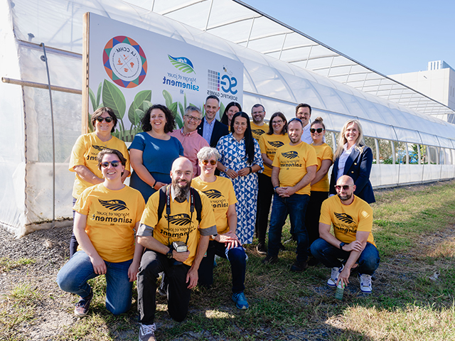 Celebrating the inauguration of our award-winning urban farm at Scientific Games Montreal with our community partner La Cuisine Collective Hochelaga-Maisonneuve.